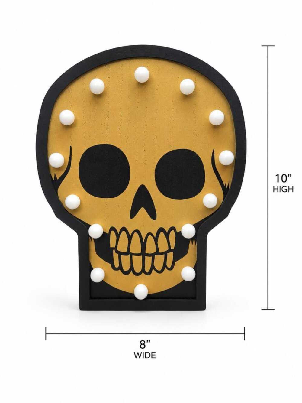 Hyde & EEK! Boutique 10" LED Light Up Wood Skull Halloween Decor Battery Operate - Picture 4 of 4